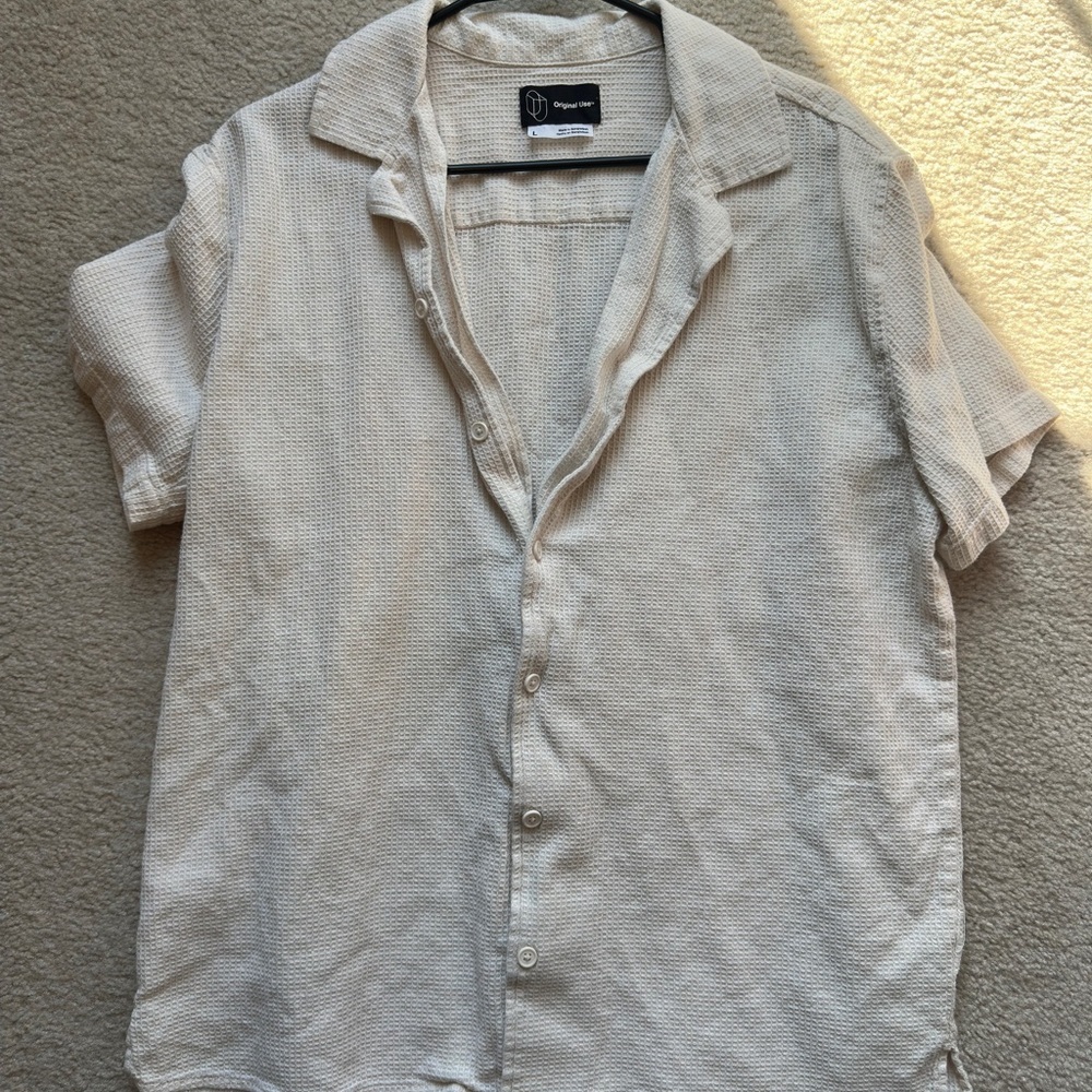 Original Use Casual Cream Button Down Shirt